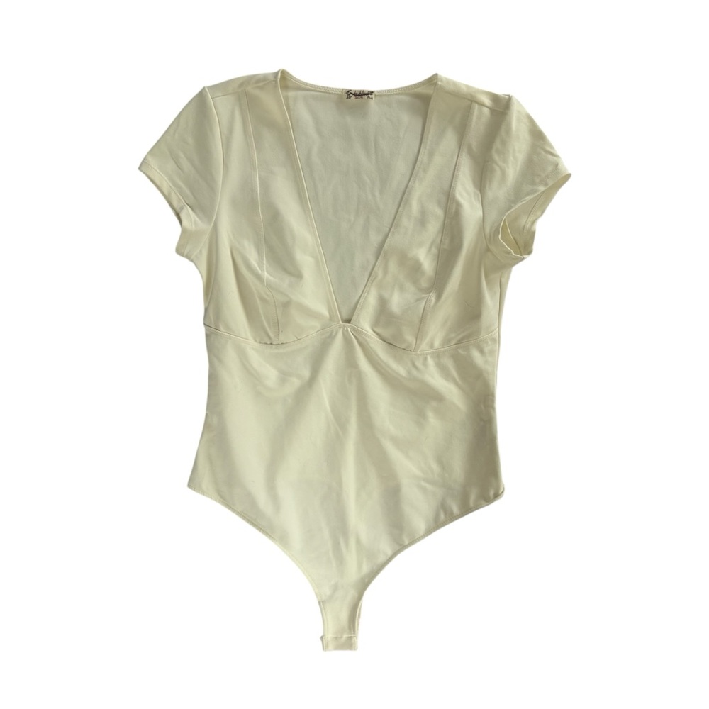 Free People Intimately Cream Short Sleeve Body Suit Size Medium